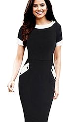 Short Sleeves Polyester/Spandex Colorblocking  Dress