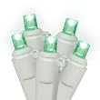 Set of 50 LED Green Wide Angle Christmas Lights - White Wire