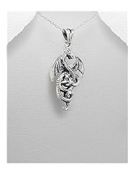 Dragon Pendant Necklace In 92.5 Sterling Silver