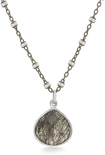 Sterling Silver Wide Teardrop Rutilated Quartz Pendant