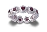 .925 Sterling Silver Designer Beaded Eternity Ring with Garnet