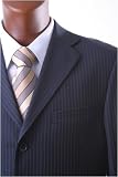 Men's Super 140's 100% Merino Wool Single Breasted 3 Button Navy Pinstripe Dress Suit with Flat Front Pants***New for the Season!!!