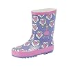 KCMODE KIDS Girls Wellington Boots - Purple and Pink Hearts Wellies