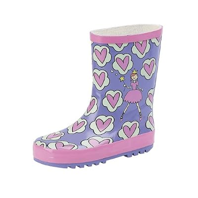 KCMODE KIDS Girls Wellington Boots - Purple and Pink Hearts Wellies