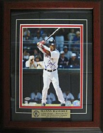 Manny Ramirez Autographed / Signed Boston Red Sox Baseball Framed 8x10 Photo