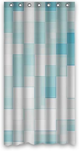 Beautiful Light Blue Cube Mosaic 36" wide x 72" long inch Bathroom decor 100% Fabric Polyester Shower Curtain Super Soft Waterproof Mildews with Free Hooks