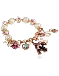 Betsey Johnson "Holiday Boxed" Gift Box with Eiffel Tower Half-Stretch Bracelet, 7.5"