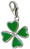 Chrysalis Sterling Silver Ladies Four Leaf Clover Charm Green Enamel