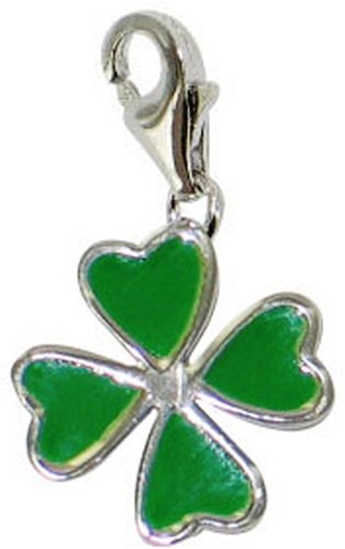 Chrysalis Sterling Silver Ladies Four Leaf Clover Charm Green Enamel