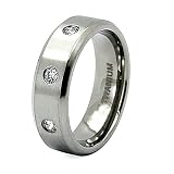 Titanium Ring with 3 Bezel-set Cubic Zirconia (Sizes 8-12)