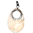 Sterling Silver And Mother of Pearl Stone Pendant Hoop- 44mm Height