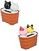 Set of 2 Cat Couple In Barrel Solar Toy Car Dashboard Office Desk Display Home Decor Gift US Seller
