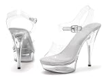 509-Brook Clear Strappy Platform Sandal With Adjustable Ankle Strap High Heel Shoes