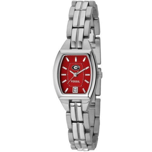Fossil Georgia Bulldogs Ladies Stainless Steel Analog Cushion Watch