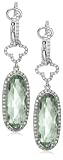 14k White Gold Green Amethyst and Diamond Dangle Earrings