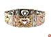 Bracelet - B169 - Antique Gold, Silver & Copper Tone Metal with Heart Dangles - Stretch