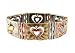Bracelet - B169 - Antique Gold, Silver & Copper Tone Metal with Heart Dangles - Stretch