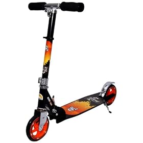 bike*star 145mm (5.7 Inch) Foldable Kick Push Kids Scooter - Colour Black & Orange