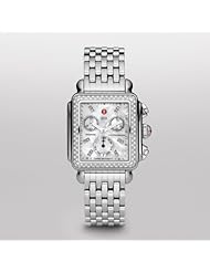 MICHELE Womens MWW06P000099 Deco Analog Display Swiss Quartz Silver Watch