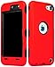 BasTexWireless Bastex Hybrid Armor Case for Apple iPod Touch 5, 5th Generation - Red Silicone Skin / Black Hard [Compatible with iPod Touch 6]
