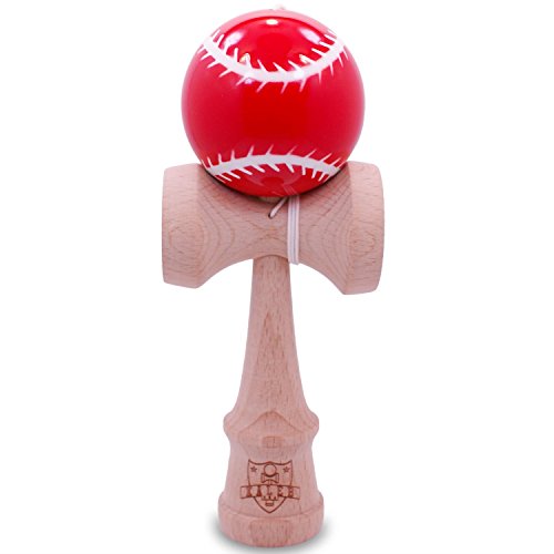 Red & White Baseball Kendama And Extra String
