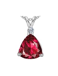 Original Star K (tm) Large 12mm Trillion Cut Created Ruby Pendant in 925 Sterling Silver