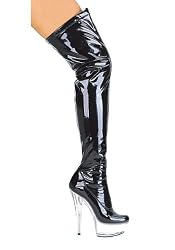 Women's 6 Inch Pointed Stiletto Heel Thigh High Stretch Boots