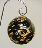 Deep Purple and Yellow Twist Hand-blown Glass Suncatcher Gazing Globe with Shepherds Hook (6 inch)