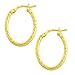 14 Karat Yellow Gold Diamond-cut Oval Hoop title=