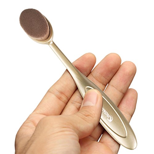KINGMAS Oval Makeup Brush Cosmetic Foundation Cream Powder Blush Makeup Tool (Gold)