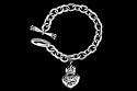 Christian Audigier Crystal Set Signature Heart Charm Bracelet in Sterling Silver
