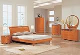 Full Global Furniture USA Contemporary Emily Sleigh Bed in Cherry Finish