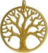 Round Detailed Open Design Family Tree of Life Pendant in Gold Vermeil #7653