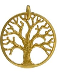 Round Detailed Open Design Family Tree of Life Pendant in Gold Vermeil #7653