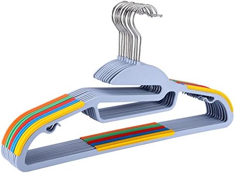 Homlove Dry Wet Amphibious Non-Slip Clothes Hangers, Mixed Colors Perfect for Pants,Dress Jacket Shirt and Underwares and Shirt, Set of 10