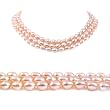 Triple Strand 16-18 Inches 6-7mm Pink Oval Shape Freshwater Cultured Pearl Necklace