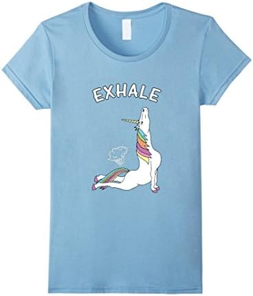 Women's YOGA UNICORN EXHALE T-SHIRT Small Baby Blue
