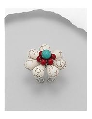 Flower Howlite Ring In White Base