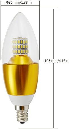TGM 7W B35 E12 Dimmable Daylight White 6000K LED Candle Bulb, 50W-70W Incandescent Bulb Equivalent,360 degree Omni-directional LED Candelabra Light Bulbs,?Dimmable to 20%, 3 Layers Torpedo Shape,Blunt Tip Glass Cover, Golden Aluminum lamp body(3 Pack)