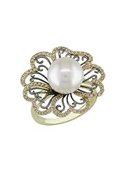 14k Yellow Gold Freshwater Cultured Pearl and Diamond Ring (0.56 cttw, G-H Color, SI Clarity), Size 7