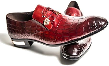 "Itali" Alligator Leather Penny, Oxford Shoes, Maroon, 11