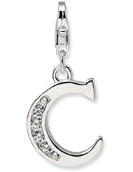 Sterling Silver CZ Letter C w/Lobster Claw Clasp Clasp Charm