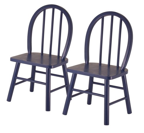 Kitchen: Winsome Wood Assembled Set of 2 Kids Chairs, Blue