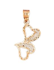 Dazzlers Solid 14k Gold Filigree Double Heart Charm Pendant Available in three colors from jewelsberry (weights: 1.1 grams only)