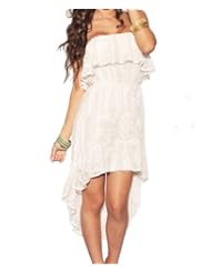 Apparel: Womens Sexy Lace Strapless Dovetail Dress Cocktail Formal Evening Dress (One Size, White)