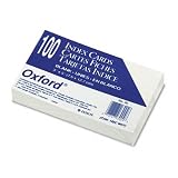 Plain Index Cards, 3 x 5, White, 100 Cards/Pack (ESS30)