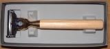 Omega Blonde Wood with Golden Trim Mach 3 Razor in Gift Box - #M5150