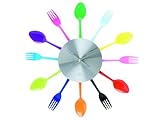 Present Time Silverware Utensils Wall Clock, Multicolored