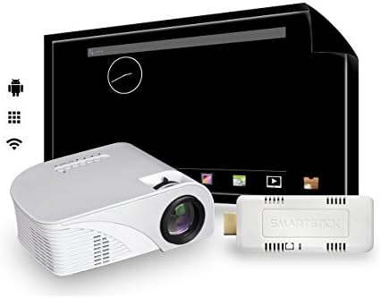 Mini LED Projector Multimedia Private Cinema Video Movie Gaming COMPLETE PACKAGE with Wi-Fi SmartStick Custom Android PC Mini Computer (Custom Projection Screen Options)