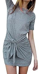 Sexy Above the Knee Elbow Length Sleeves Round Neck Cotton/Spandex/Knit Bodycon Dress/Mini Dress 